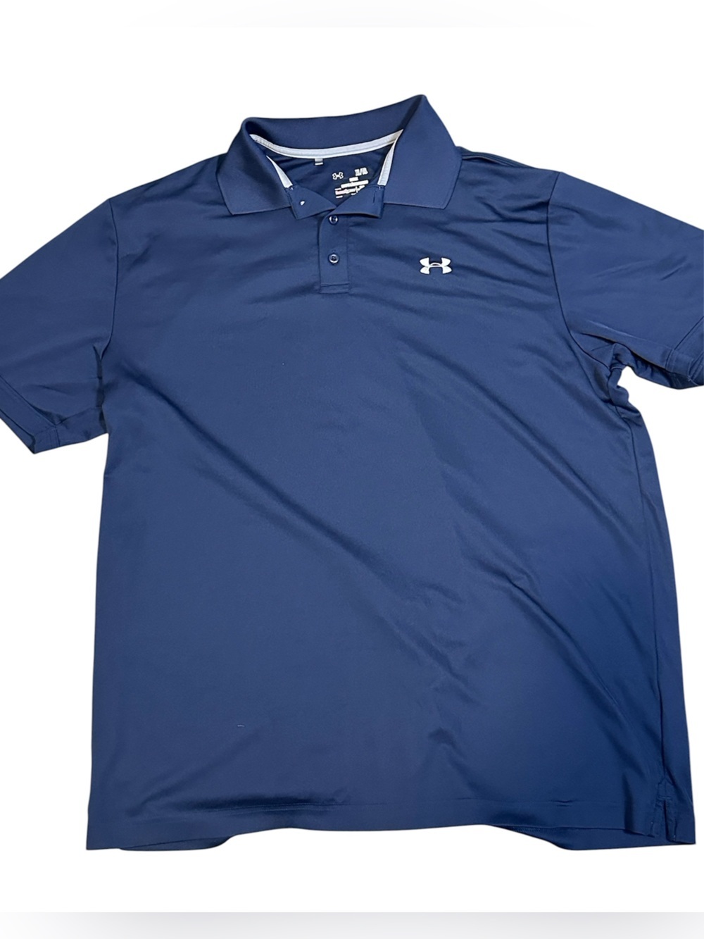 Under Armour Heatgear Polo Shirt Navy Blue Stretch Casual Mens XL